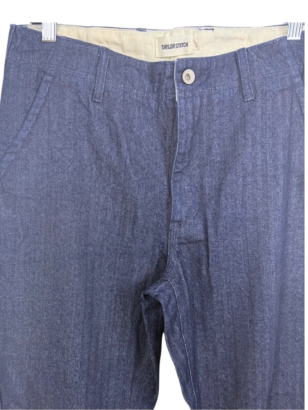 Taylor Stitch Morse Pant Washed Indigo Stripe Organic Cotton Tailored 32x34